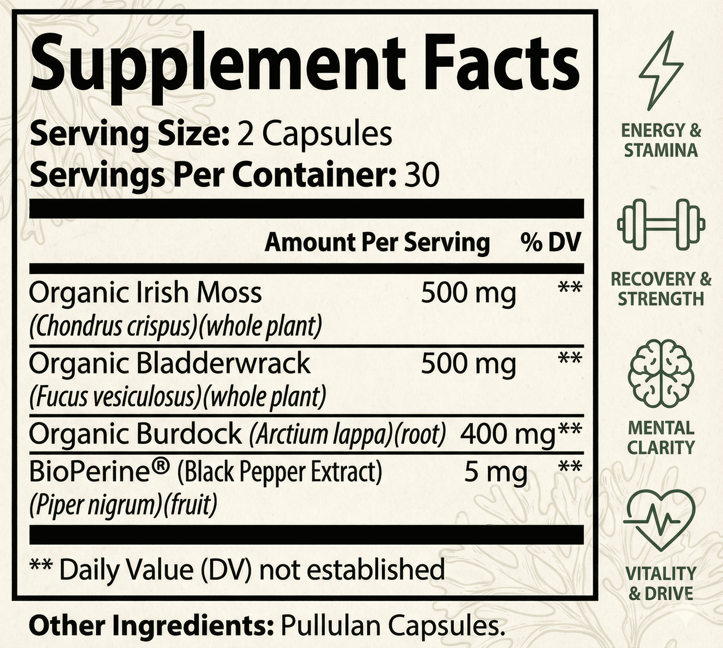 Thrive Moss™ Core - Organic Sea Moss Capsules for Men | Energy, Recovery & Vitality