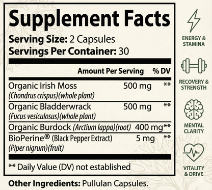 Thrive Moss™ Core - Organic Sea Moss Capsules for Men | Energy, Recovery & Vitality