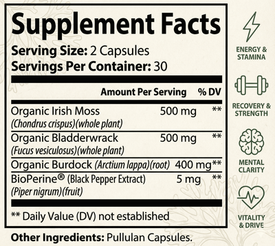 Thrive Moss™ Core - Organic Sea Moss Capsules for Men | Energy, Recovery & Vitality